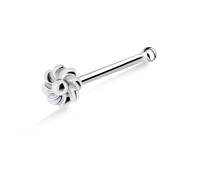 Twisted Flower Silver Bone Nose Stud NSKD-725